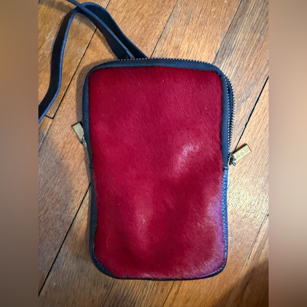 Red pony hair Crossbody Phone Pouch